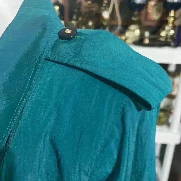 90s trench coat, green trench  coat, Junior Gallery by Fen-nelli Size 9/10 - Picture 5 of 8